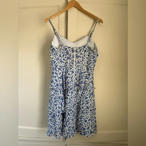 by & by Blue & White Floral Tiered Mini Dress - Juniors - Picture 2 of 4